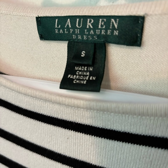 Ralph Lauren Small Dress Knit Fitted Boat Neck 3/4 Sleeve Mid-Length Striped - Picture 3 of 5
